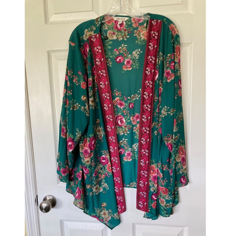 The Pioneer Woman Shark Bite Open Front Topper Teal Floral Green XXL XXXL 20-22